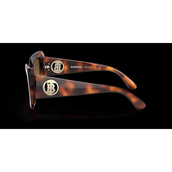 Burberry Daisy Light Havana Brown Tortoise Polarized Logo Sunglasses 51mm Italy - Picture 9 of 16
